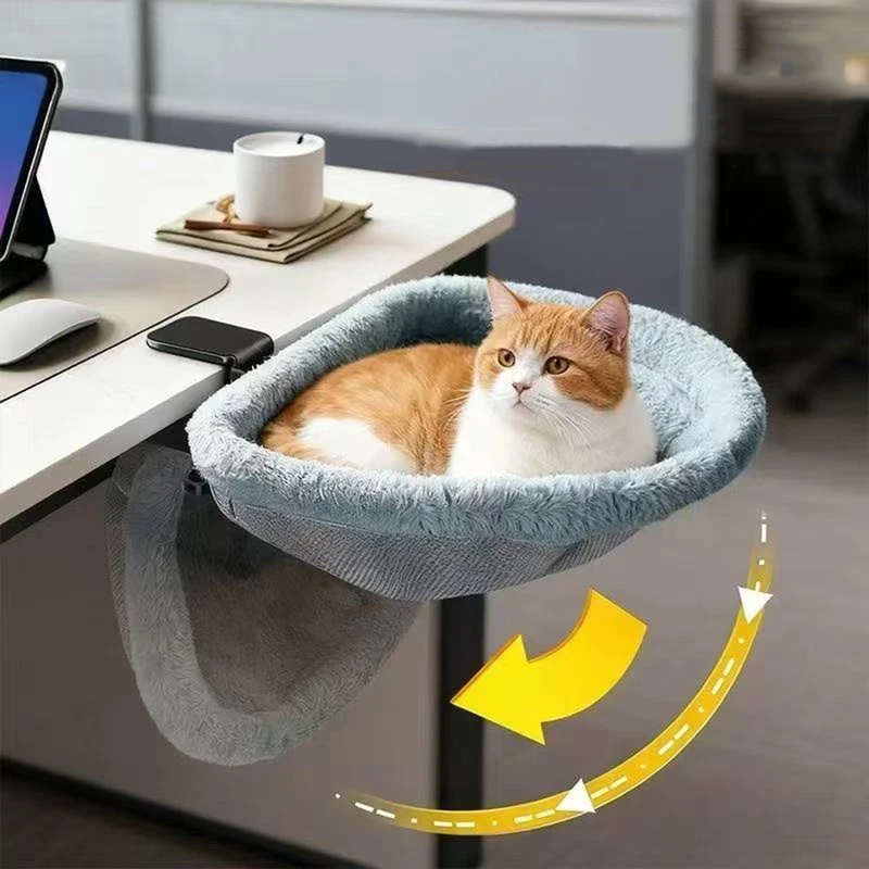 Under Desk Hammock - One-Click Folding Semi-Circular Cat Desk Hammock,