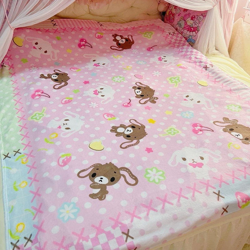 Office Furniture Heaven - Cute Sugarbunnies Coral Plush Blanket Office