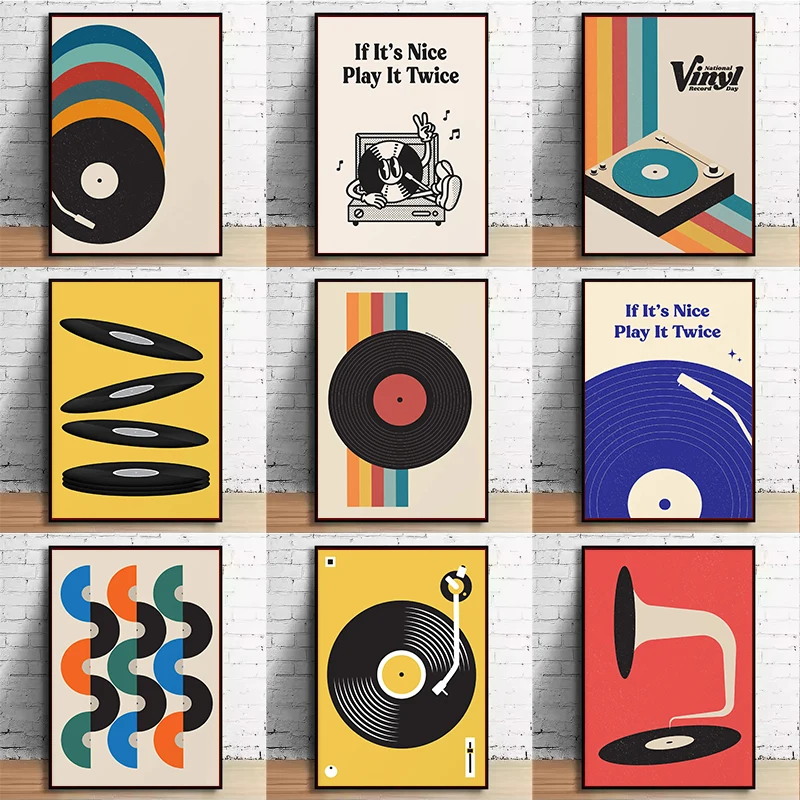 Mid Century Vinyl Record Canva - Office Furniture Home 评论和价格