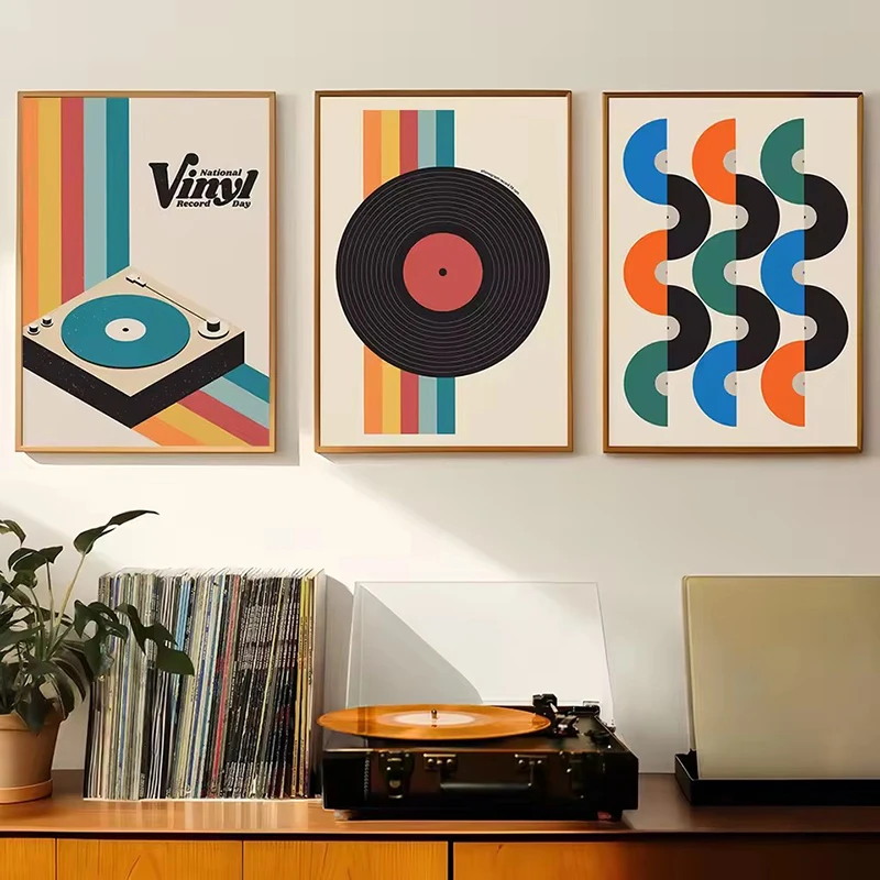 Mid Century Vinyl Record Canva - Office Furniture Home 评论和价格