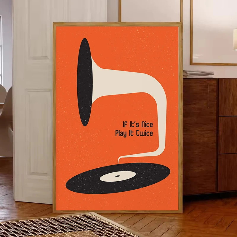 Mid Century Vinyl Record Canva - Office Furniture Home 评论和价格
