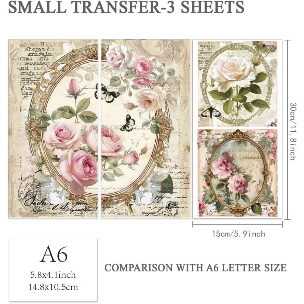 3pcs/Set Rose Rub on Transfers - Office Furniture Set 评论和价格