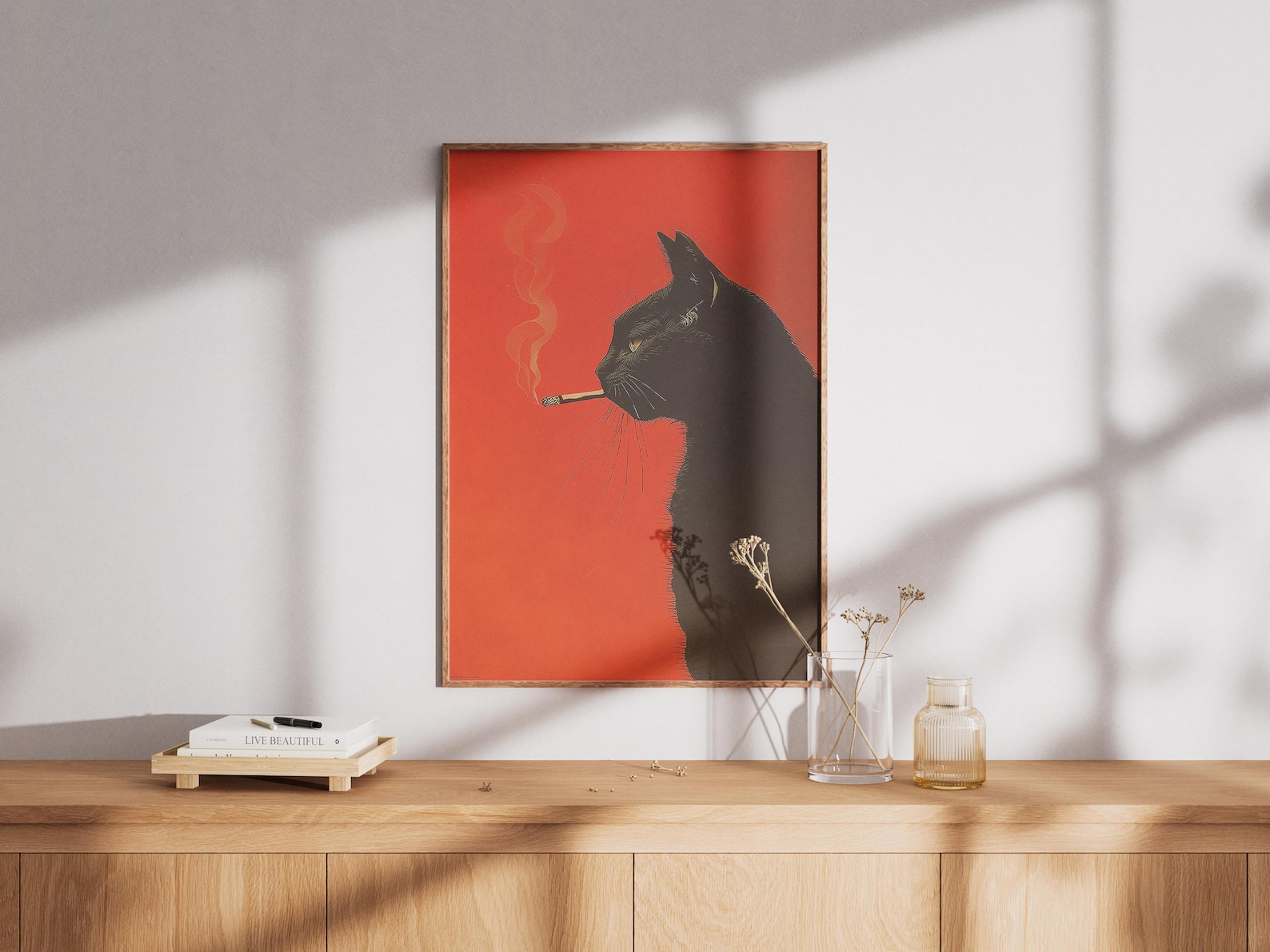 Vintage Black Cat Smoking Canv - Office Furniture Home 评论和价格