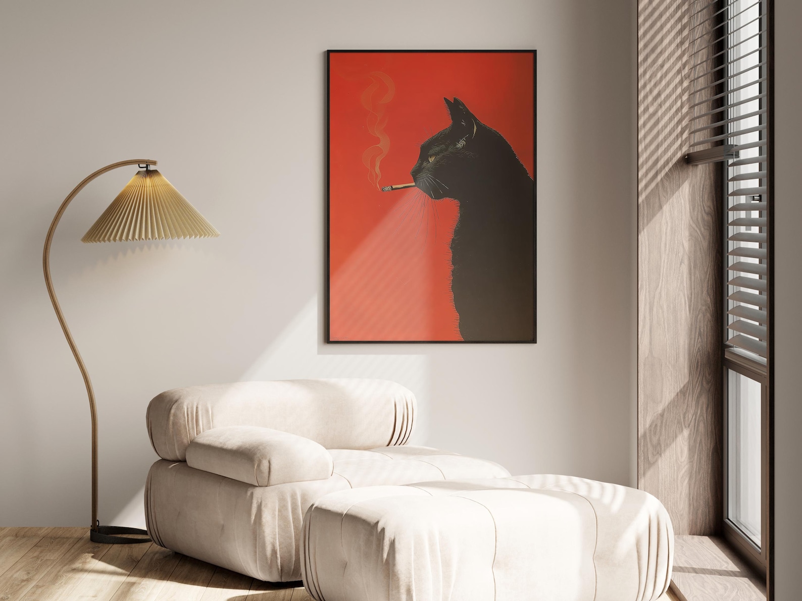 Vintage Black Cat Smoking Canv - Office Furniture Home 评论和价格